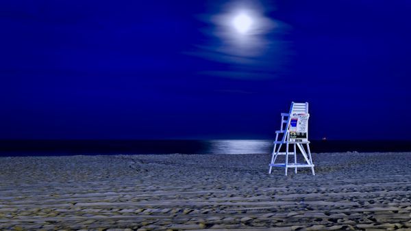 Ocean City Md Life Guard Chair At Night